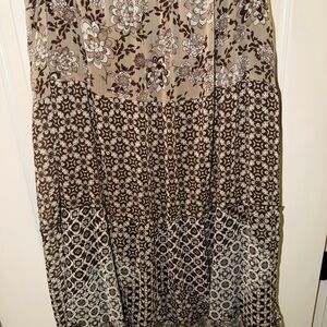 George Floral Maxi Skirt in Brown and Cream